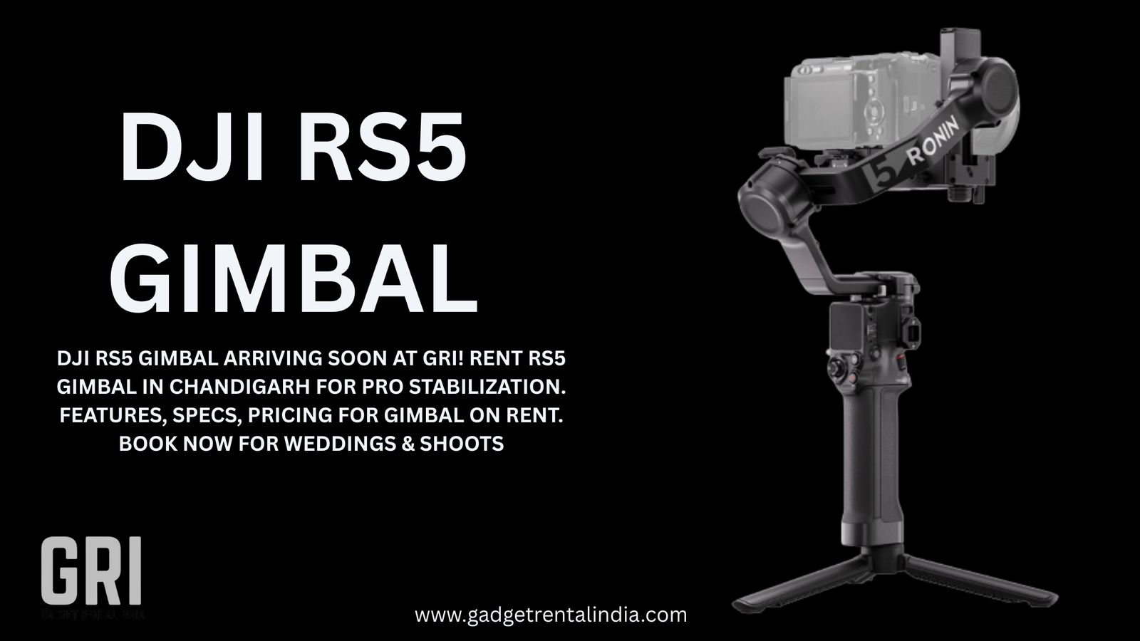 DJI RS5 Gimbal Arriving Soon at GRI: Rent the RS5 Gimbal in Chandigarh for Pro Video Stabilization