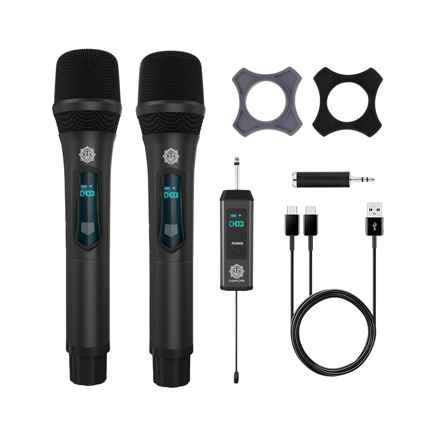 DIGIMORE Dual Wireless Microphone on Rent (D-350 Pro) – 200ft Range | 6Hrs Battery | LED Display | UHF System